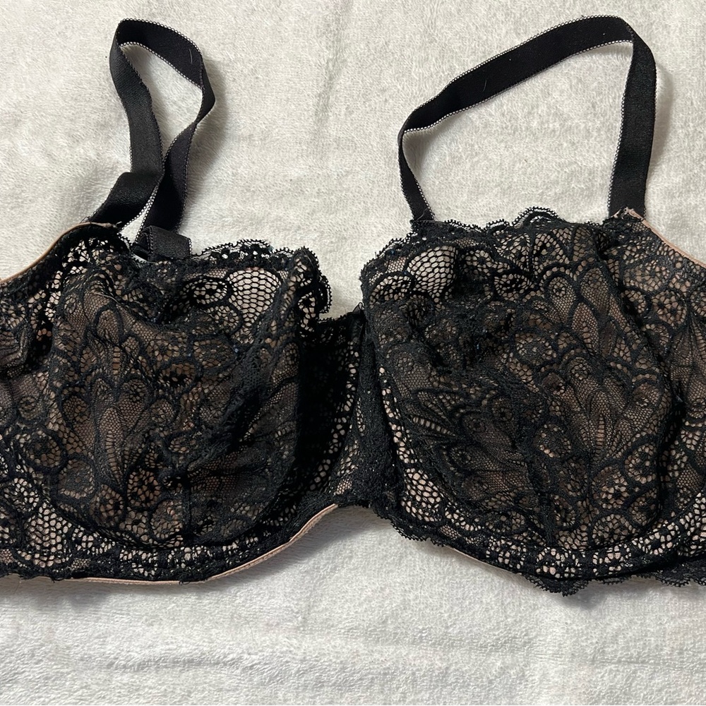 Torrid Curve underwire Unlined Balconette Black Lace Bra 40DDD